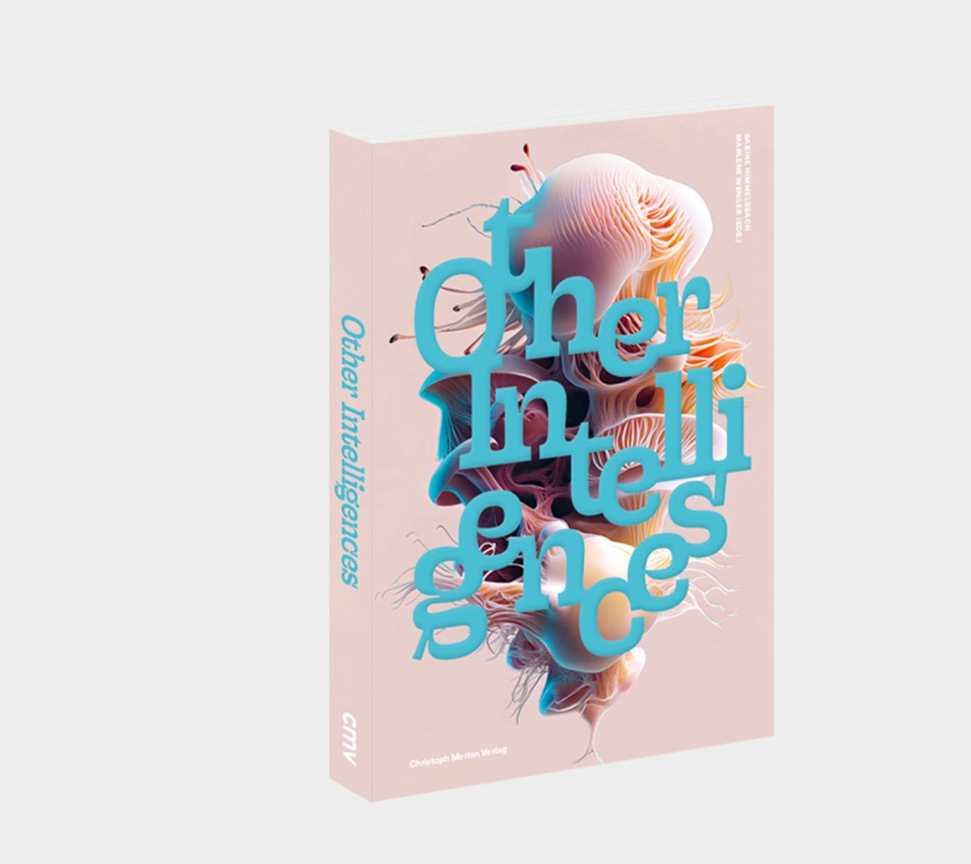 Ein Buch mit dem Titel "Other Intelligences" zeigt organische Formen auf einem hellen Cover.